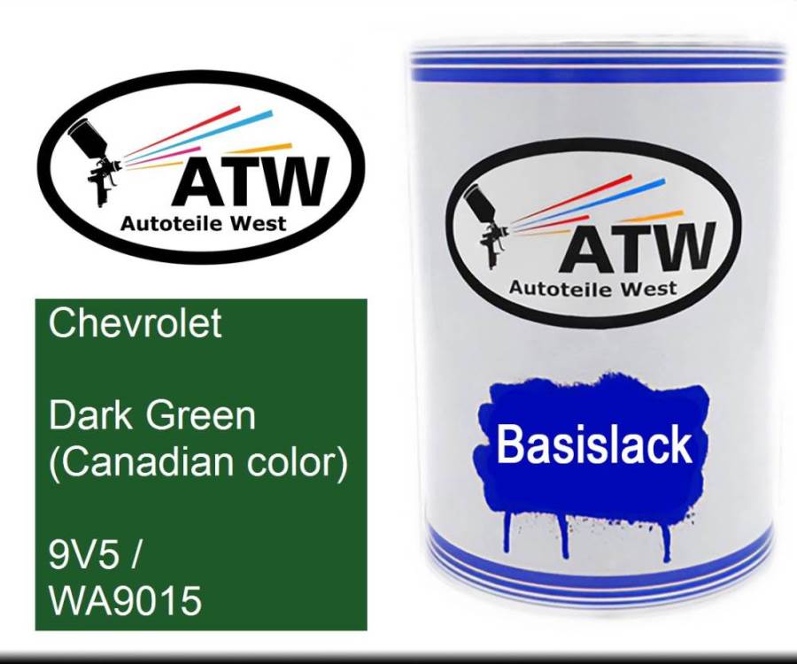 Chevrolet, Dark Green (Canadian color), 9V5 / WA9015: 500ml Lackdose, von ATW Autoteile West.